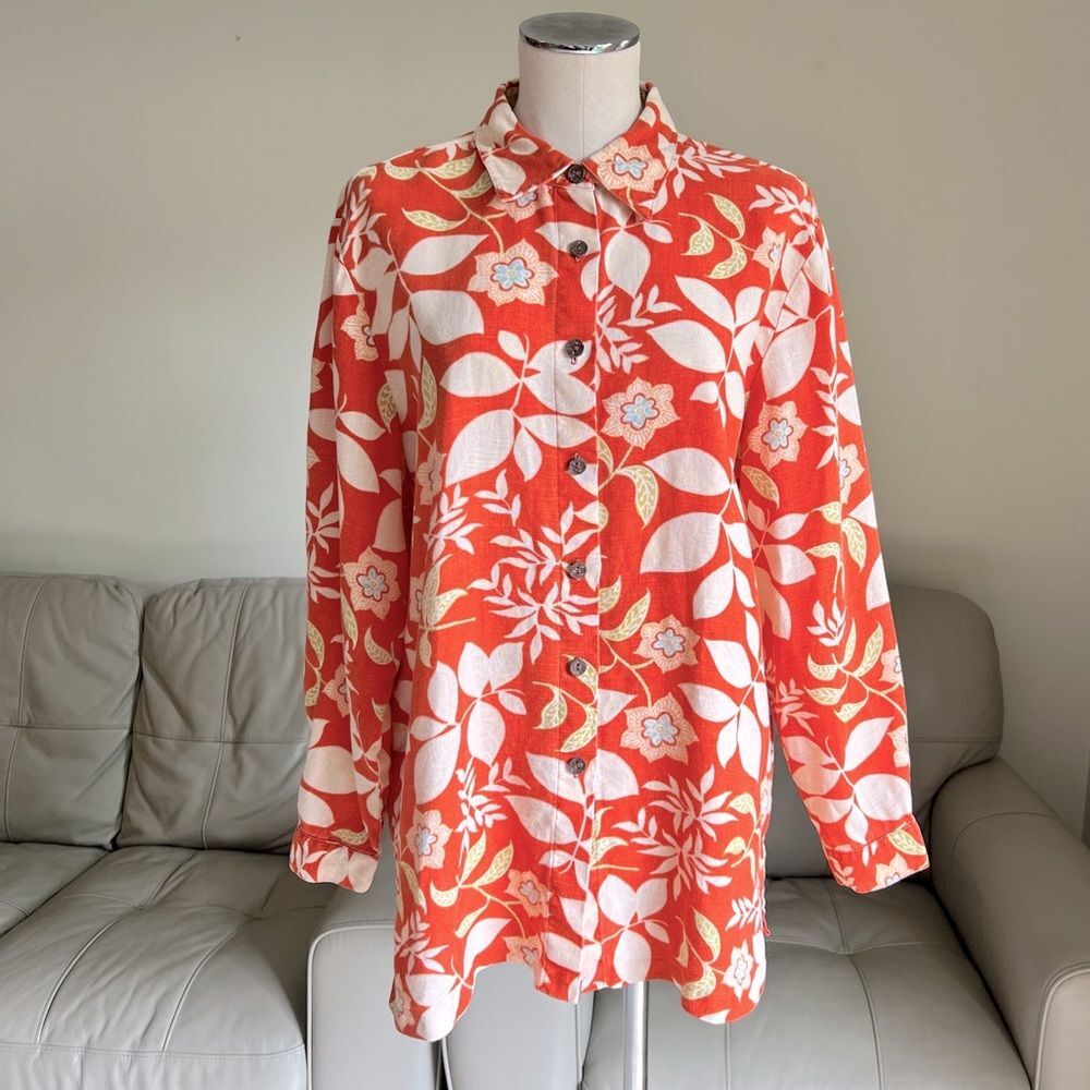 Spiegel Red/Orange Floral Button Down Shirt
